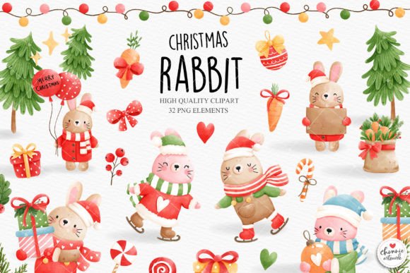 Bringing Holiday Cheer to Life with Christmas Rabbit Clipart