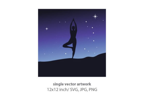 Bringing Serenity to Your Designs with Starry Night and Woman Practicing Yoga SVG Artwork