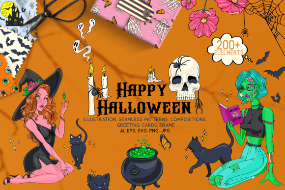 Bringing Your Spooky Projects to Life with Halloween Honeys Illustrations Clip Art