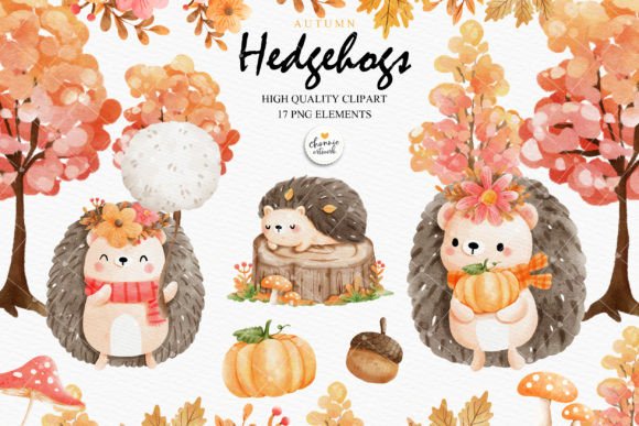 Charming Watercolor Hedgehogs Clipart for Creators