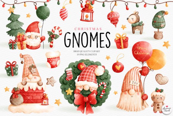 Christmas Gnome Clipart for Festive Holiday Designs