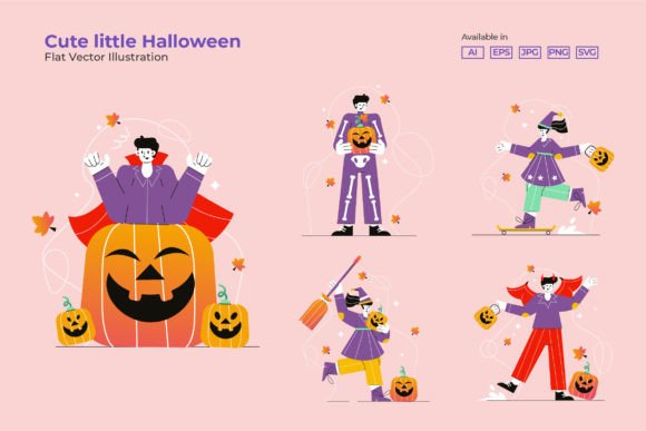 Cute Little Halloween Clipart Set for Modern Design