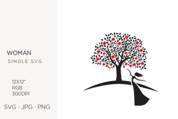 Elevating Brand Narratives with the Dancing Lady and Blossom Tree Vector Collection