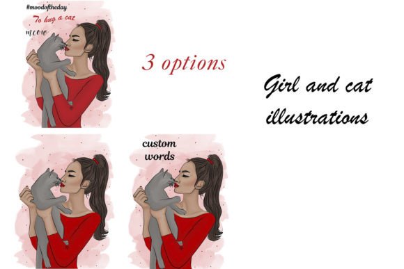 Embrace Warmth: Girl with Cat Hugs and Kiss Sublimation
