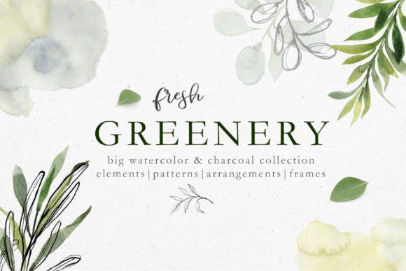 Fresh Greenery Watercolor: Spring Leaves Set