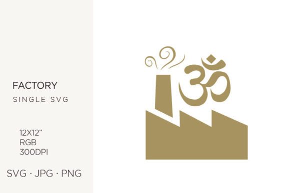 Mastering Your Design Projects with the Golden OM Symbol and Factory Building Vector Art