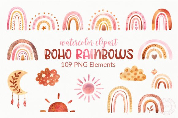 Unlocking Creativity with Watercolor Boho Rainbow Clipart PNG for Modern Designs