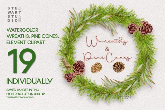 Watercolor Wreaths and Pine Cone Artistry
